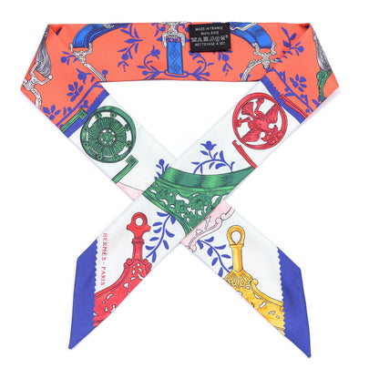 Hermes Silk Etriers Remix Twilly Vermillion Bleu Roy 1 of 4