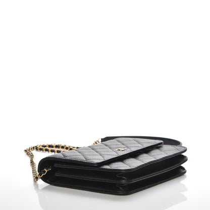Chanel Letter Calfskin Embossed Quilted Square Wallet On Chain WOC Black 4 of 10