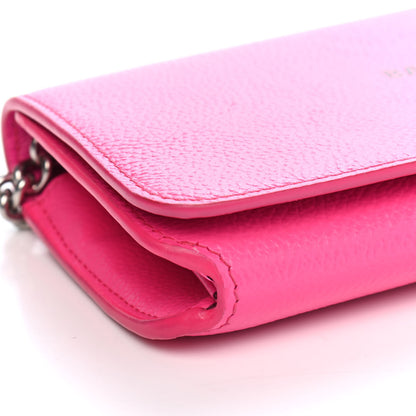 Balenciaga Pebbled Calfskin Everyday Continental Wallet on Chain Acid Pink 7 of 8