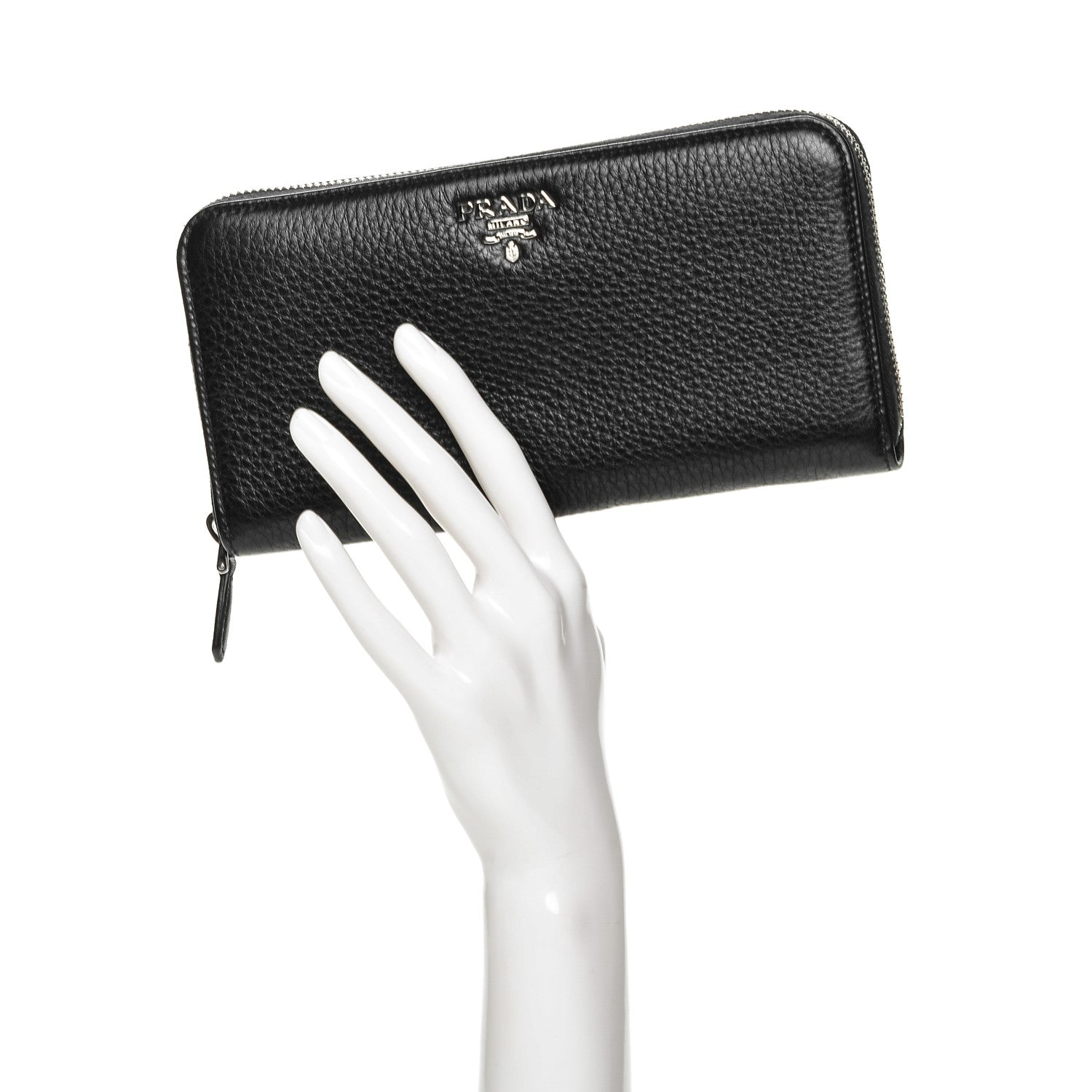 Prada Vitello Phenix Zip Around Wallet Nero Black 2 of 7