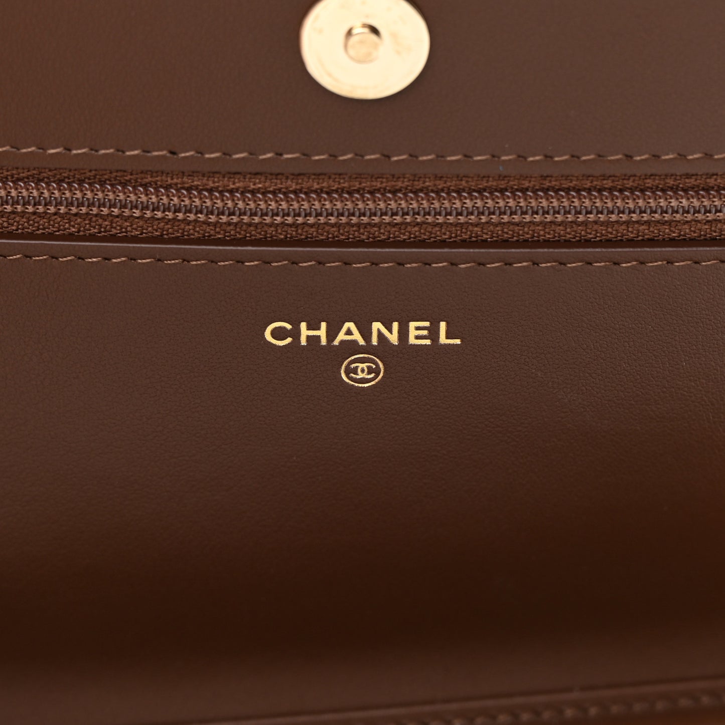 Caviar Quilted Boy Wallet On Chain WOC Dark Brown