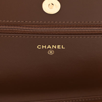 Chanel Caviar Quilted Boy Wallet On Chain WOC Dark Brown 6 of 14