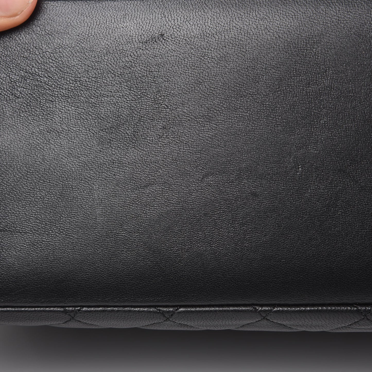Lambskin Quilted Large Curvy Pouch Cosmetic Case Black