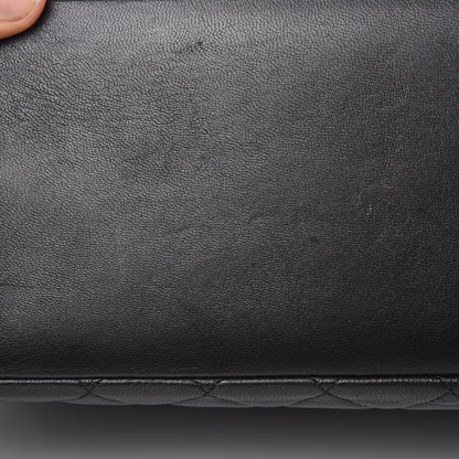 Chanel Lambskin Quilted Large Curvy Pouch Cosmetic Case Black 10 of 17