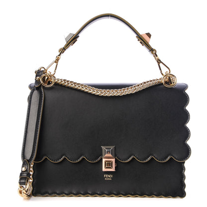 Fendi Vitello Liberty Scalloped Studded Kan I Shoulder Bag Black 1 of 7