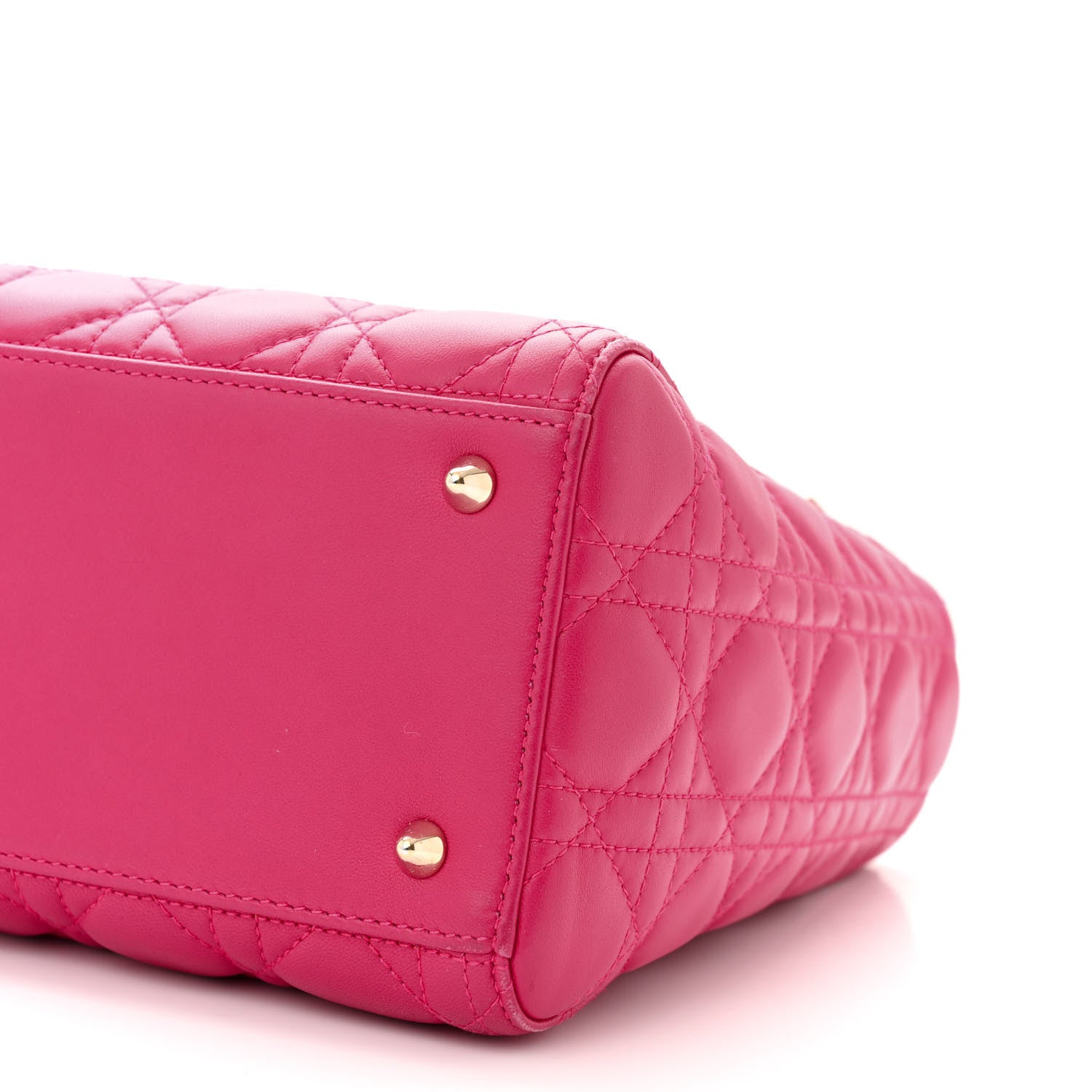 Christian Dior CHRISTIAN DIOR Lambskin Cannage Medium Lady Dior Fuchsia 10 of 11