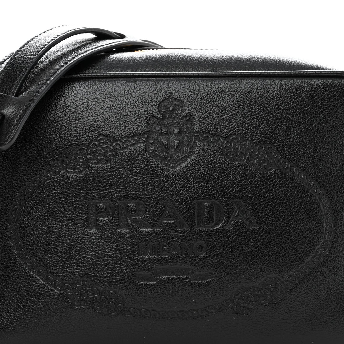 Glace Calfskin Embossed Logo Crossbody Black