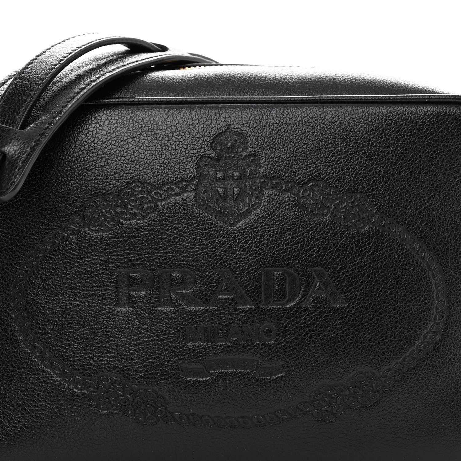 Prada Glace Calfskin Embossed Logo Crossbody Black 7 of 9