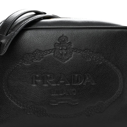 Prada Glace Calfskin Embossed Logo Crossbody Black 7 of 9