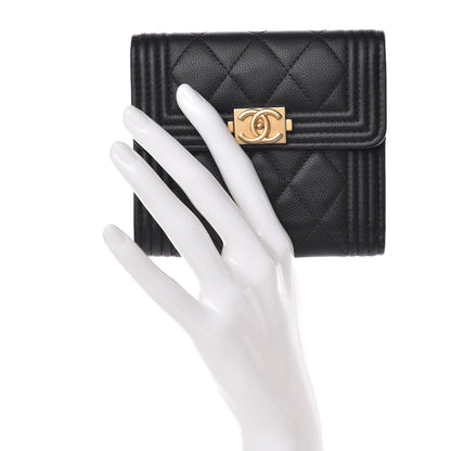 Chanel Caviar Quilted Compact Boy Wallet Black 2 of 9