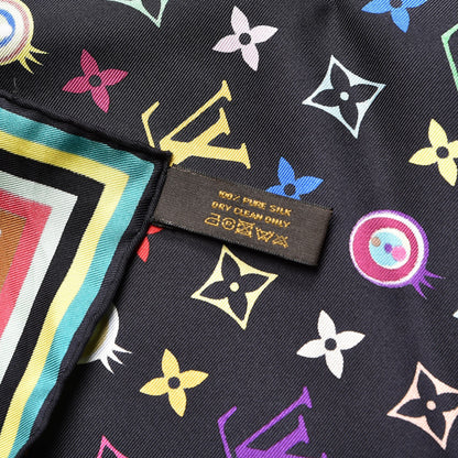 Louis Vuitton Silk Multicolor Eye Love Scarf Black 5 of 5