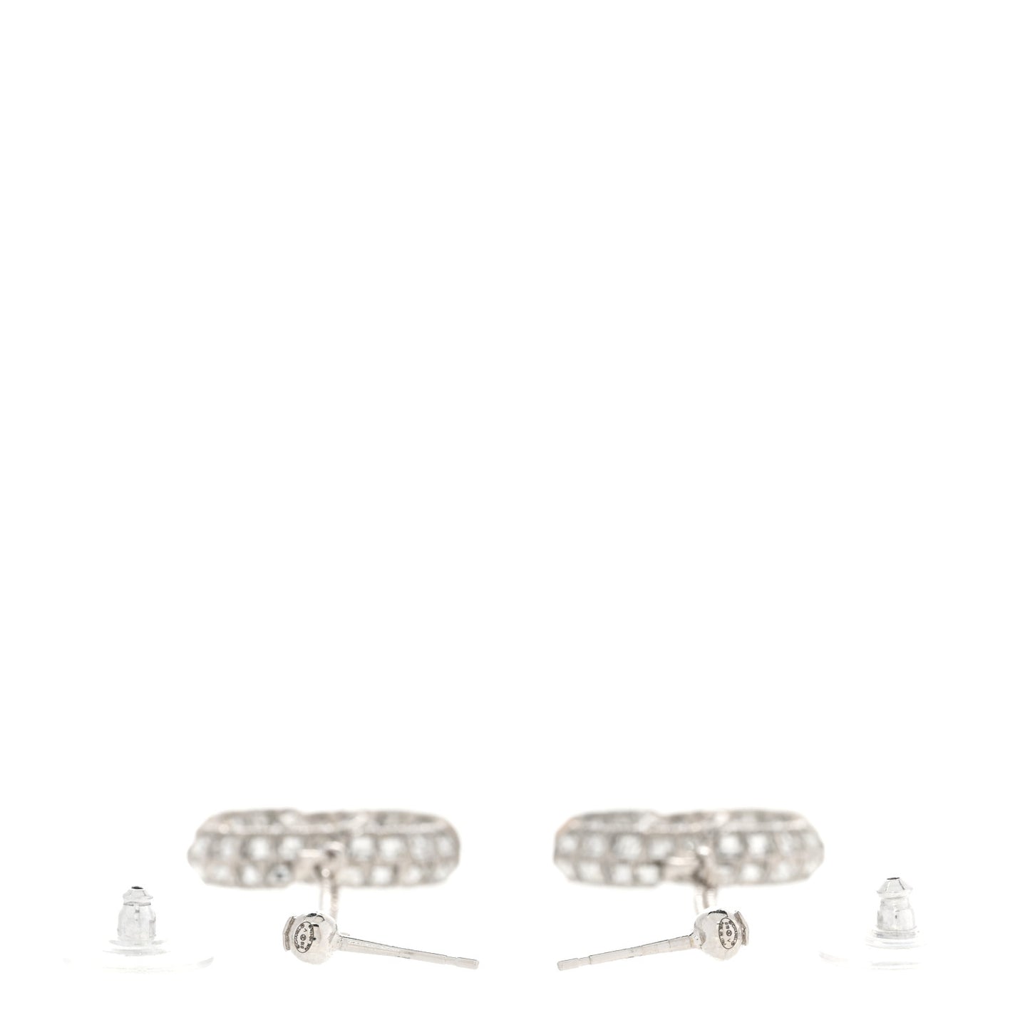 Baguette Crystal CC Drop Earrings Silver