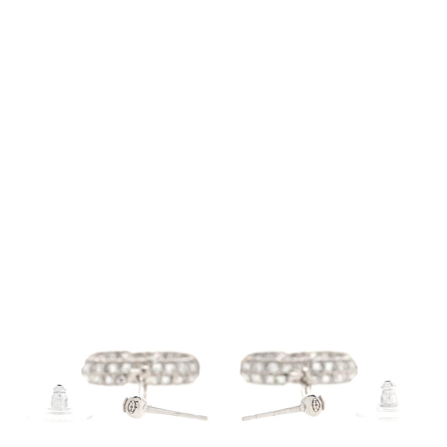 Chanel Baguette Crystal CC Drop Earrings Silver 3 of 5