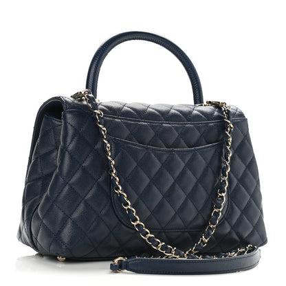 Chanel Caviar Lizard Embossed Quilted Small Coco Handle Flap Navy Blue 3 of 9