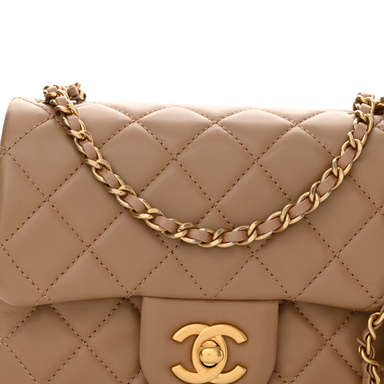 Chanel Lambskin Quilted Mini Pearl Crush Flap Dark Beige 8 of 12