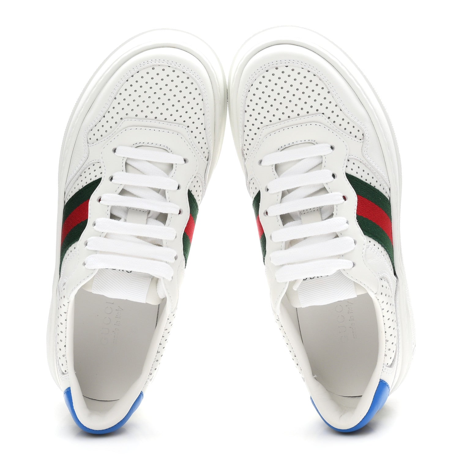 Gucci Calfskin Web Perforated Womens Platform 55mm Sneakers 36 White Bright Splash 2 of 11