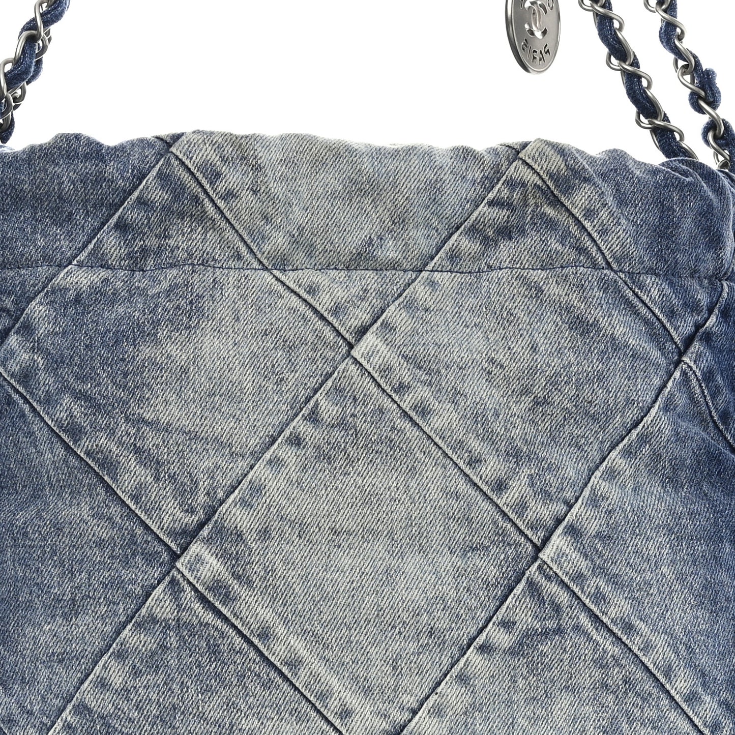 Denim Quilted Small Chanel 22 Blue