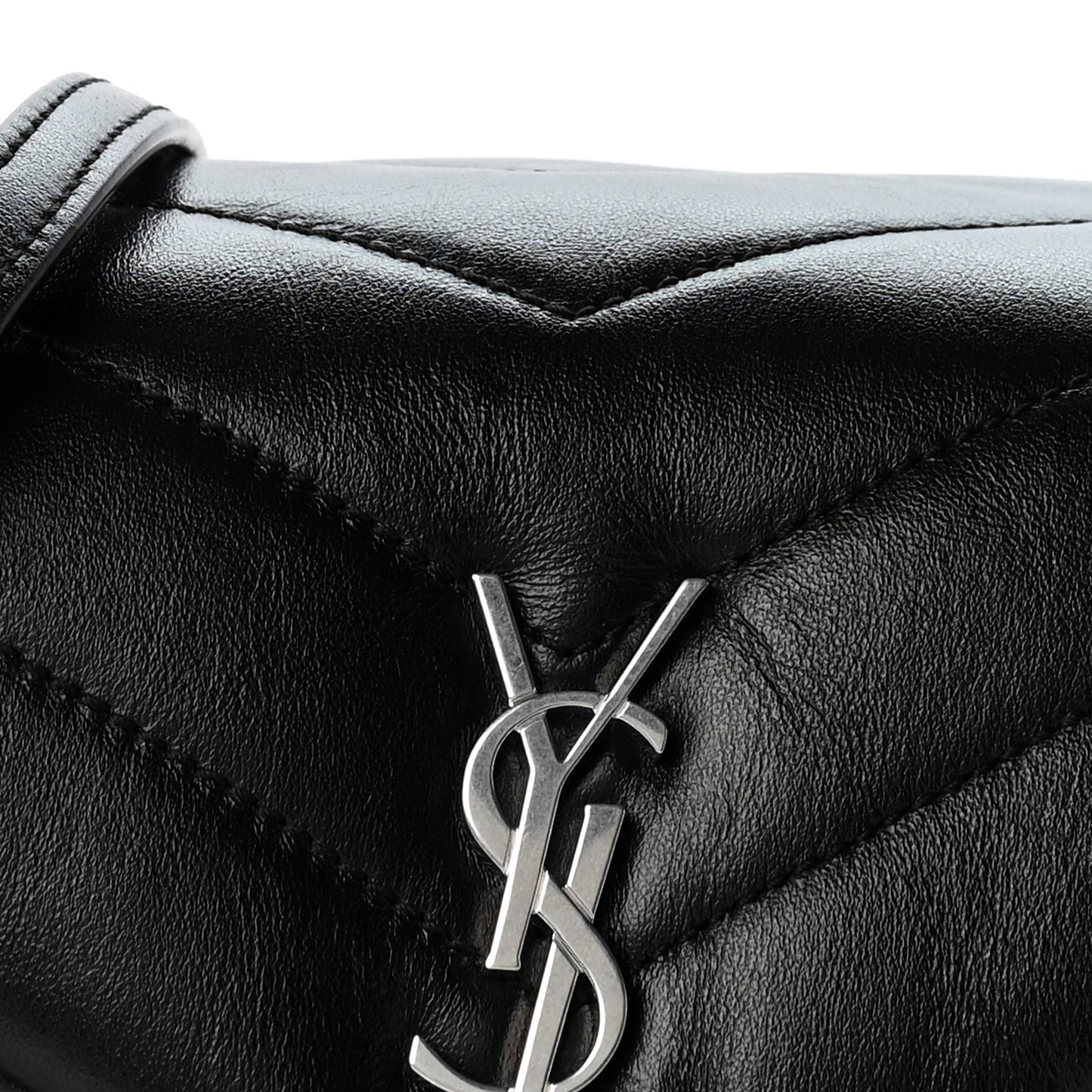 Calfskin Y Quilted Monogram Toy Loulou Crossbody Bag Black
