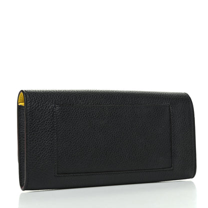 Celine Drummed Calfskin Large Multifunction Flap Wallet Black 3 of 9