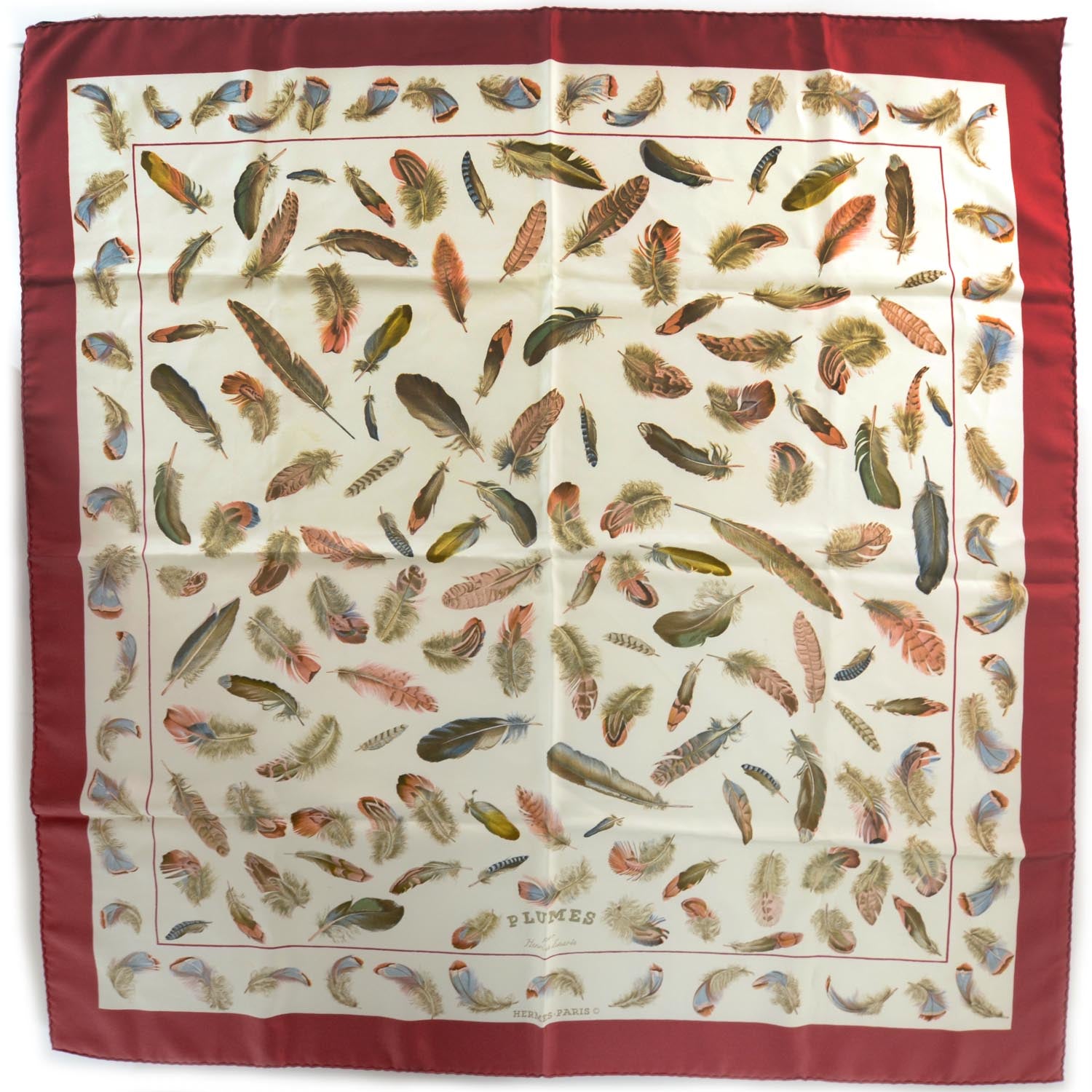 Hermes Silk Plumes par Henri de Linares Scarf 90 36777 – FASHIONPHILE