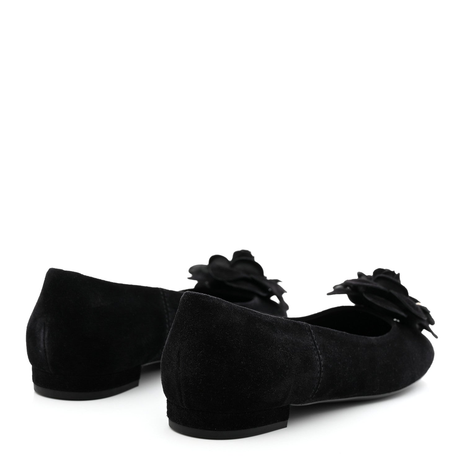 Chanel Suede Camellia CC Ballerina Flat 36.5 Black 4 of 8