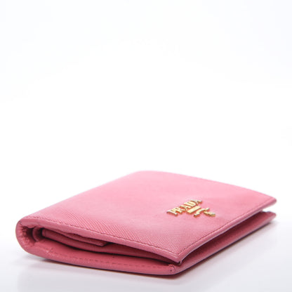 Prada Saffiano Metal Bi-Fold Wallet Peonia 3 of 9