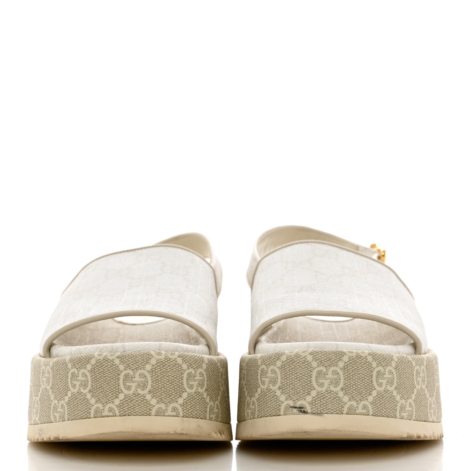 Gucci GG Supreme Monogram Granada Kid Angelina Platform 35mm Slingback Sandals 39 White Mystic White 2 of 12
