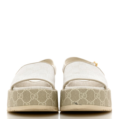 Gucci GG Supreme Monogram Granada Kid Angelina Platform 35mm Slingback Sandals 39 White Mystic White 2 of 12