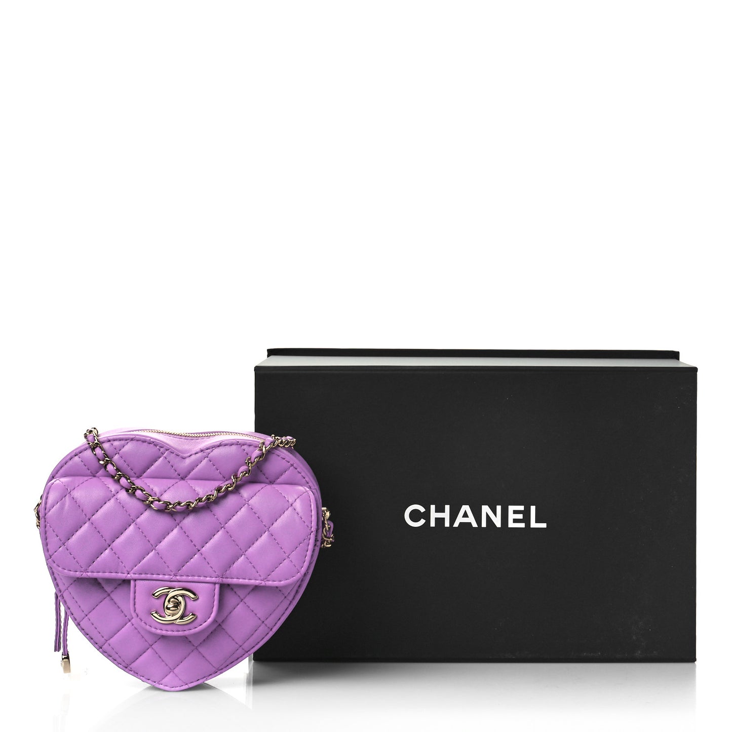 Lambskin Quilted CC In Love Heart Bag Purple
