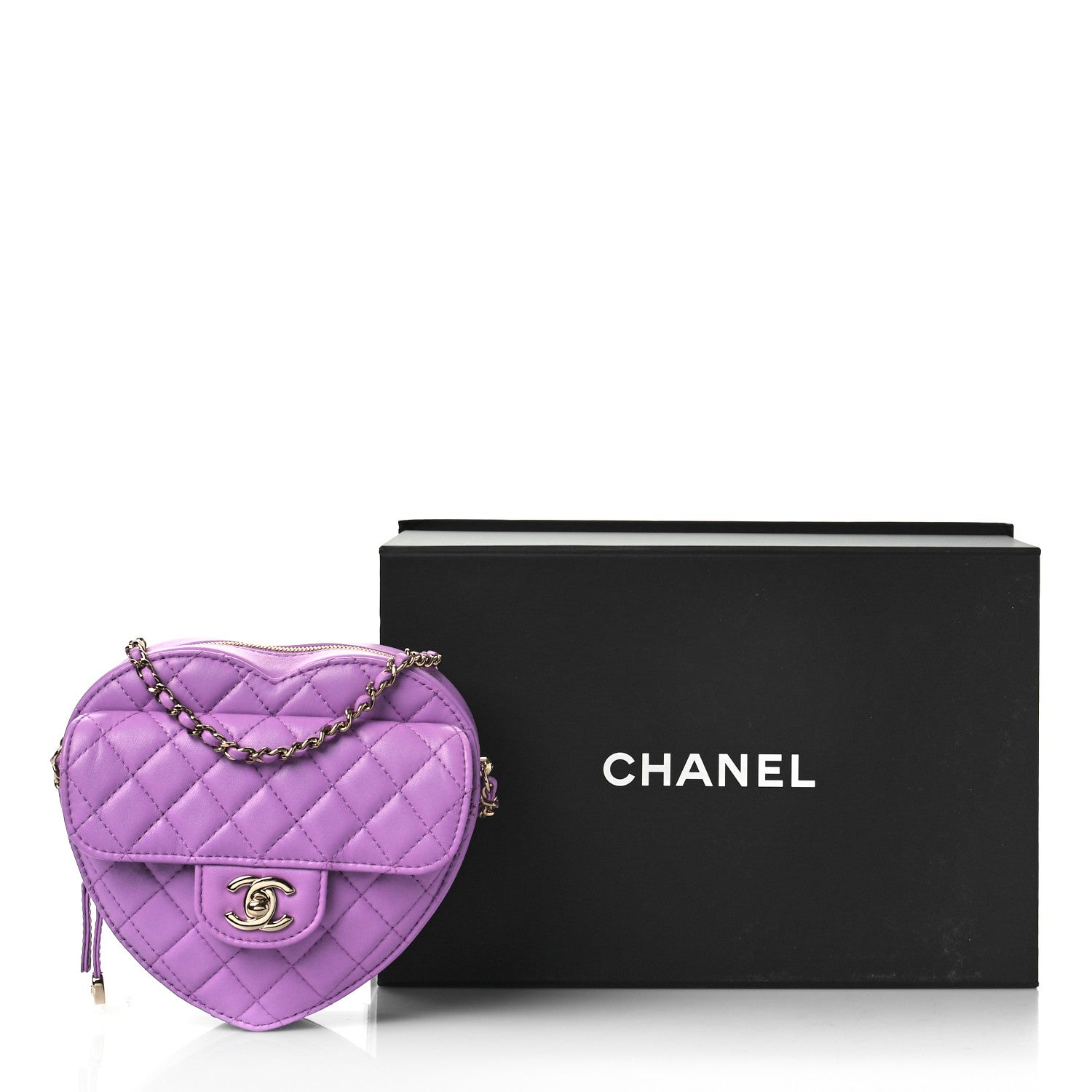 Chanel Lambskin Quilted CC In Love Heart Bag Purple 9 of 9