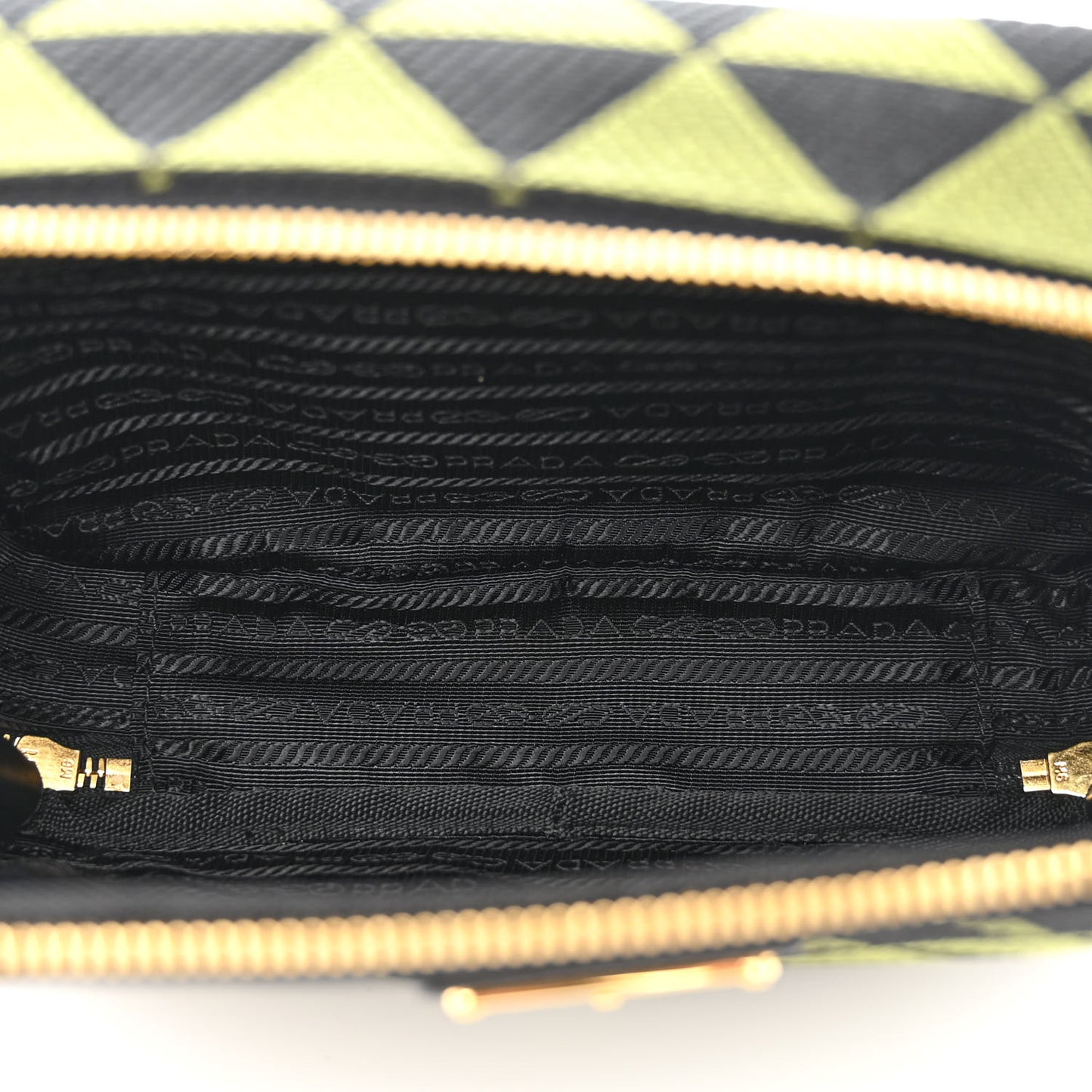 Jacquard Saffiano Triangolo Symbole Embroidered Medium Shoulder Bag Black Edera