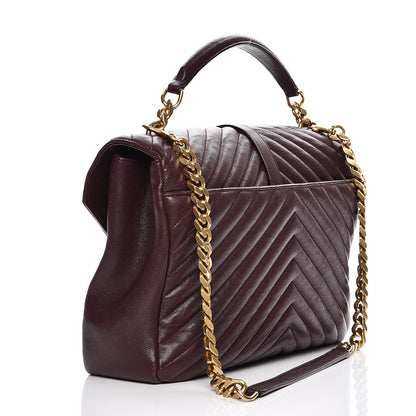 Saint Laurent Sheepskin Matelasse Chevron Monogram Large College Satchel Amaranto 4 of 10