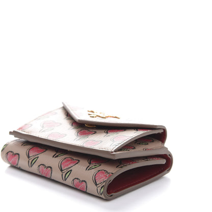 Prada Vitello Move Love Print Envelope Tri-Fold Wallet Cipria 7 of 9