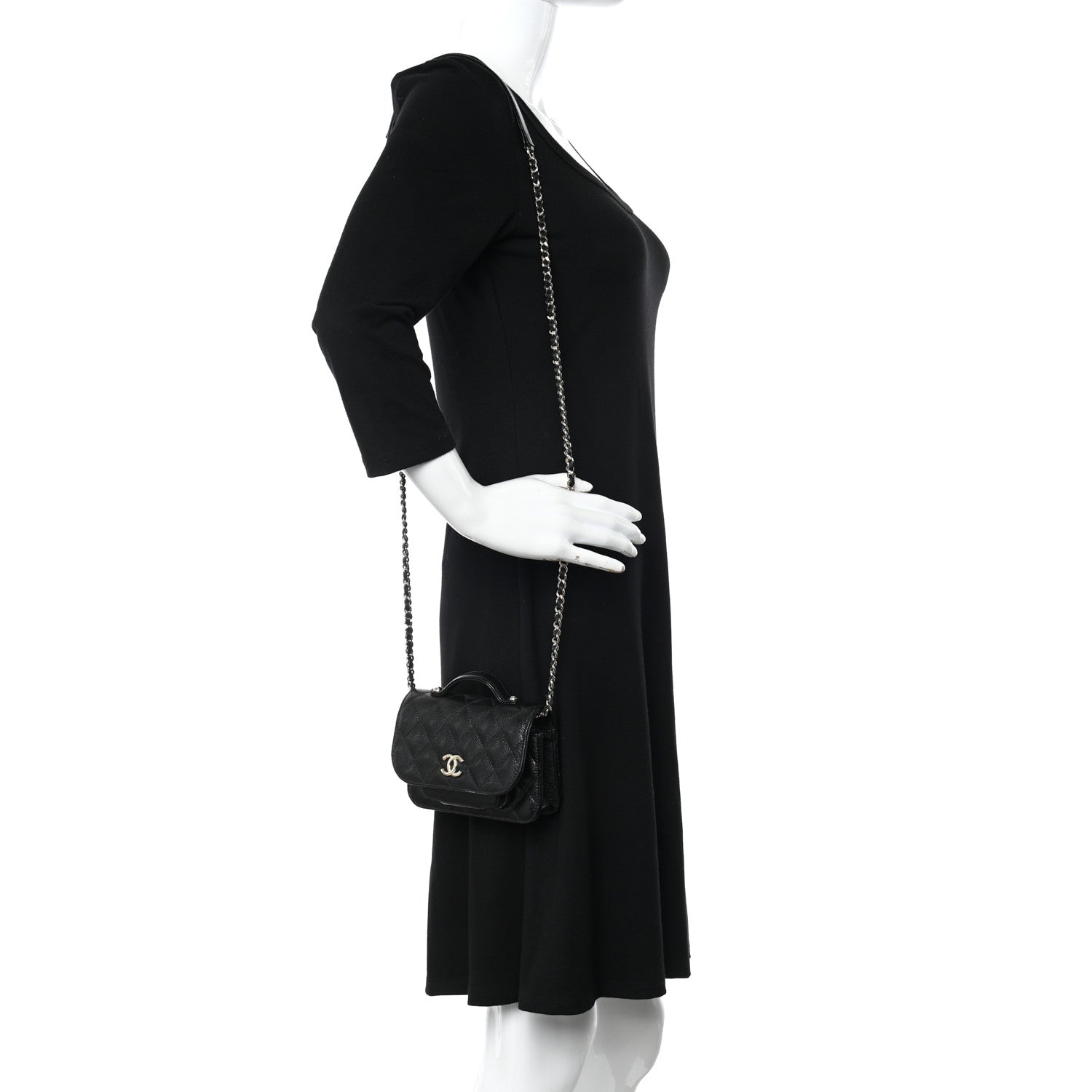 Chanel Caviar Quilted Business Affinity Clutch With Chain Black 2 of 12