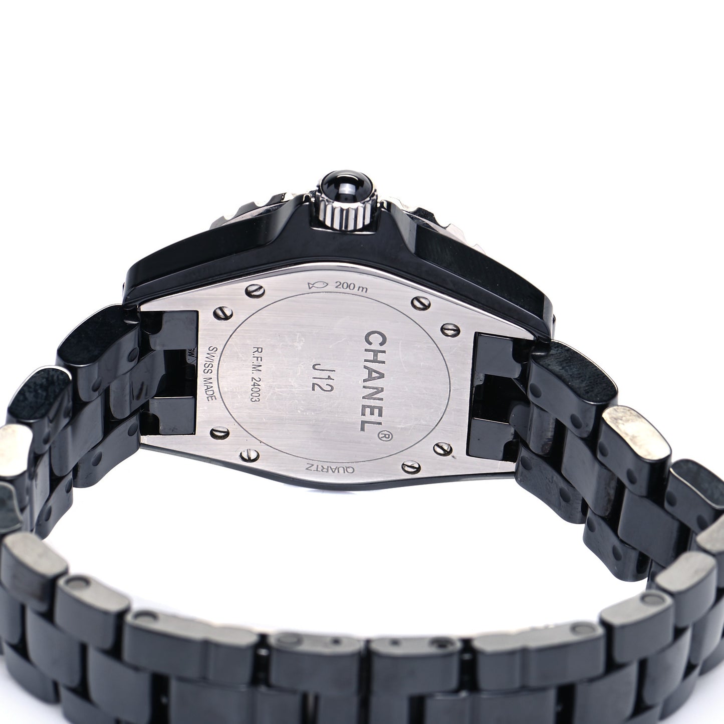 Stainless Steel Ceramic Diamond 33mm J12 Quartz Watch Black