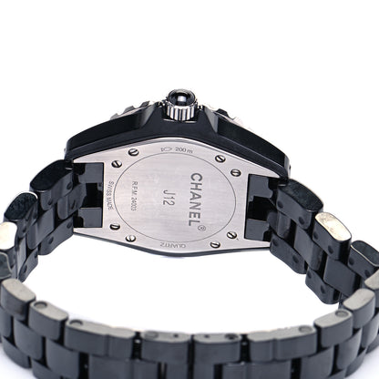 Chanel Stainless Steel Ceramic Diamond 33mm J12 Quartz Watch Black 4 of 5