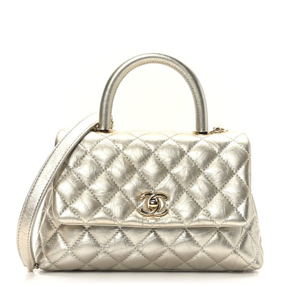 Chanel Metallic Aged Calfskin Quilted Mini Coco Handle Flap Gold 1 of 9