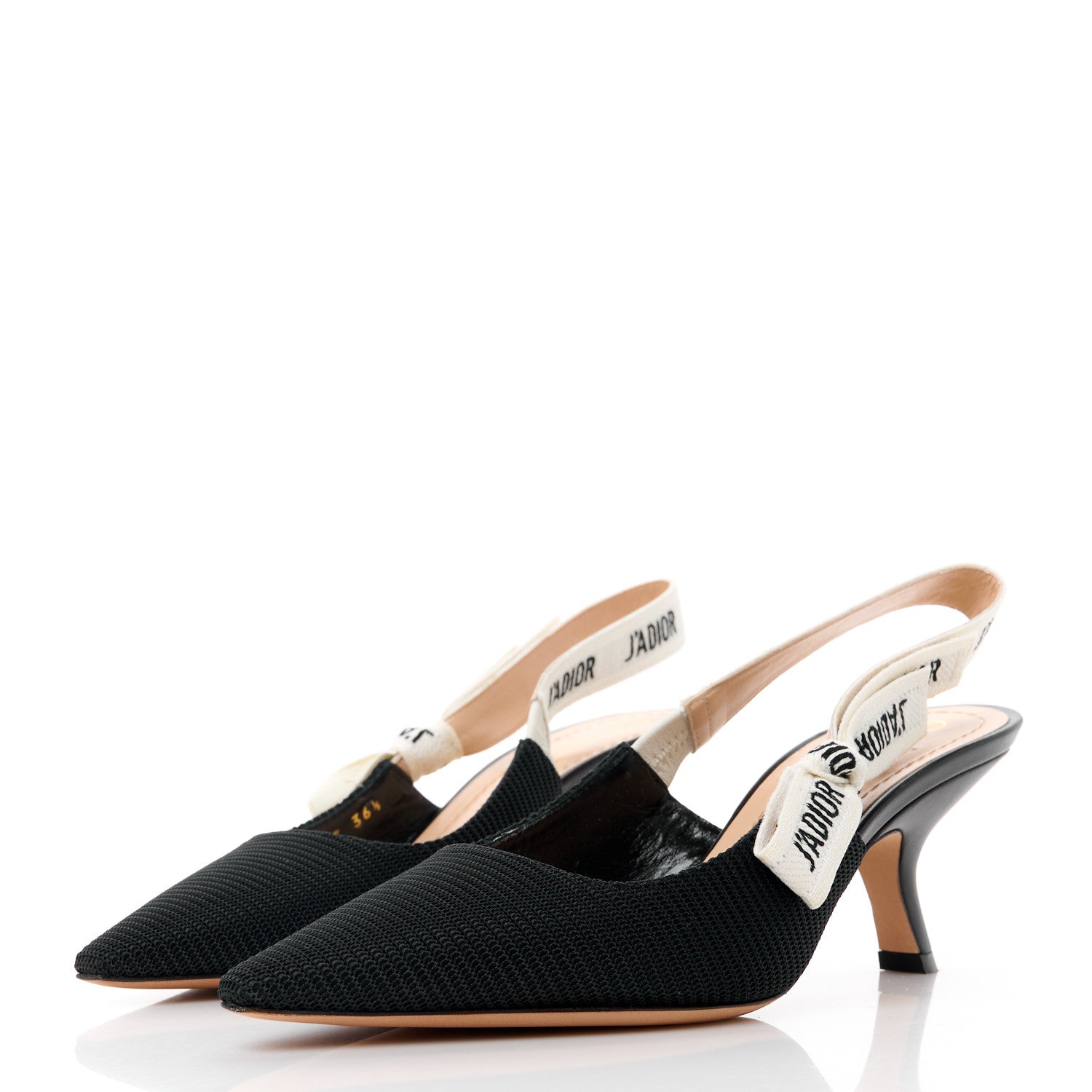 Christian Dior Technical Canvas Ribbon J Adior Slingback 65mm Pumps 36.5 Black 3 of 9