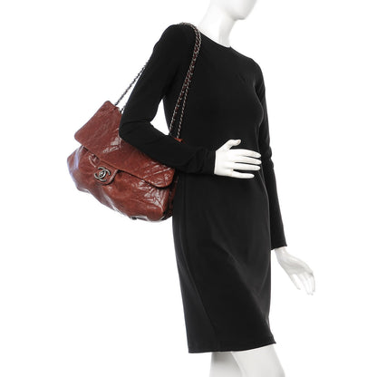 Chanel Grained Calfskin Quilted Maxi Elastic Flap Burgundy 2 of 14