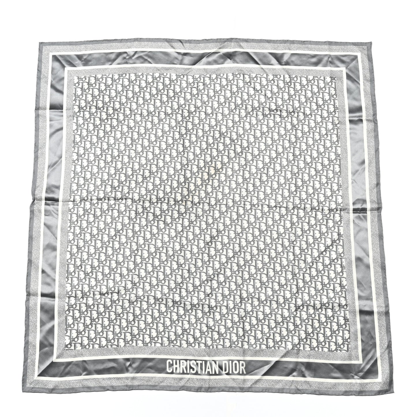 Silk Oblique Diortwin Square Scarf 90 Grey Navy Blue Black