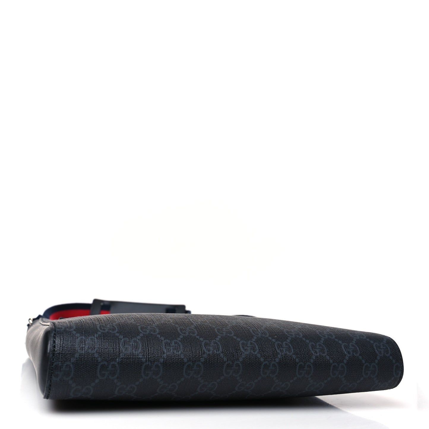 GG Supreme Monogram Appia Calfskin Web Flat Messenger Bag Black Grey