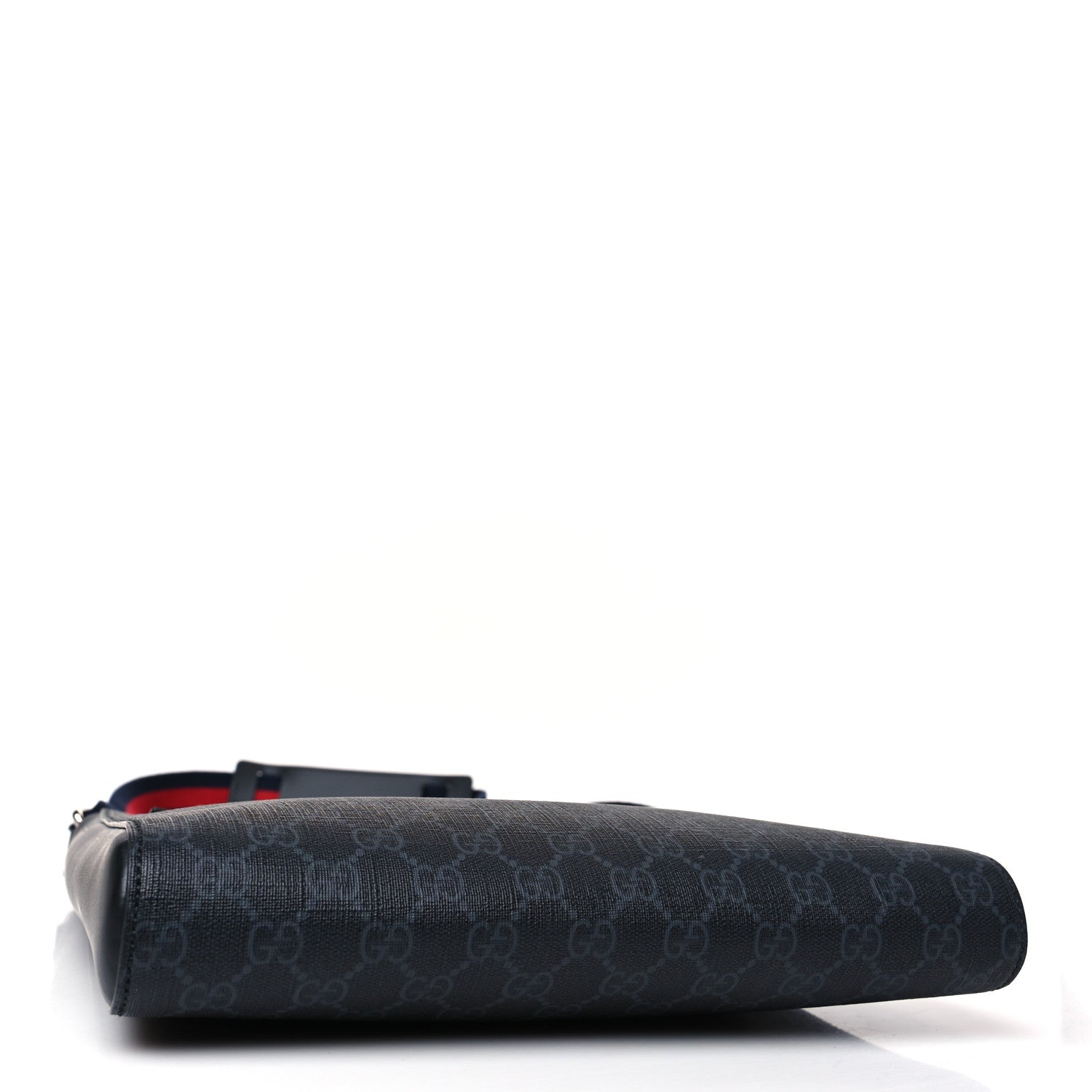 Gucci GG Supreme Monogram Appia Calfskin Web Flat Messenger Bag Black Grey 4 of 9