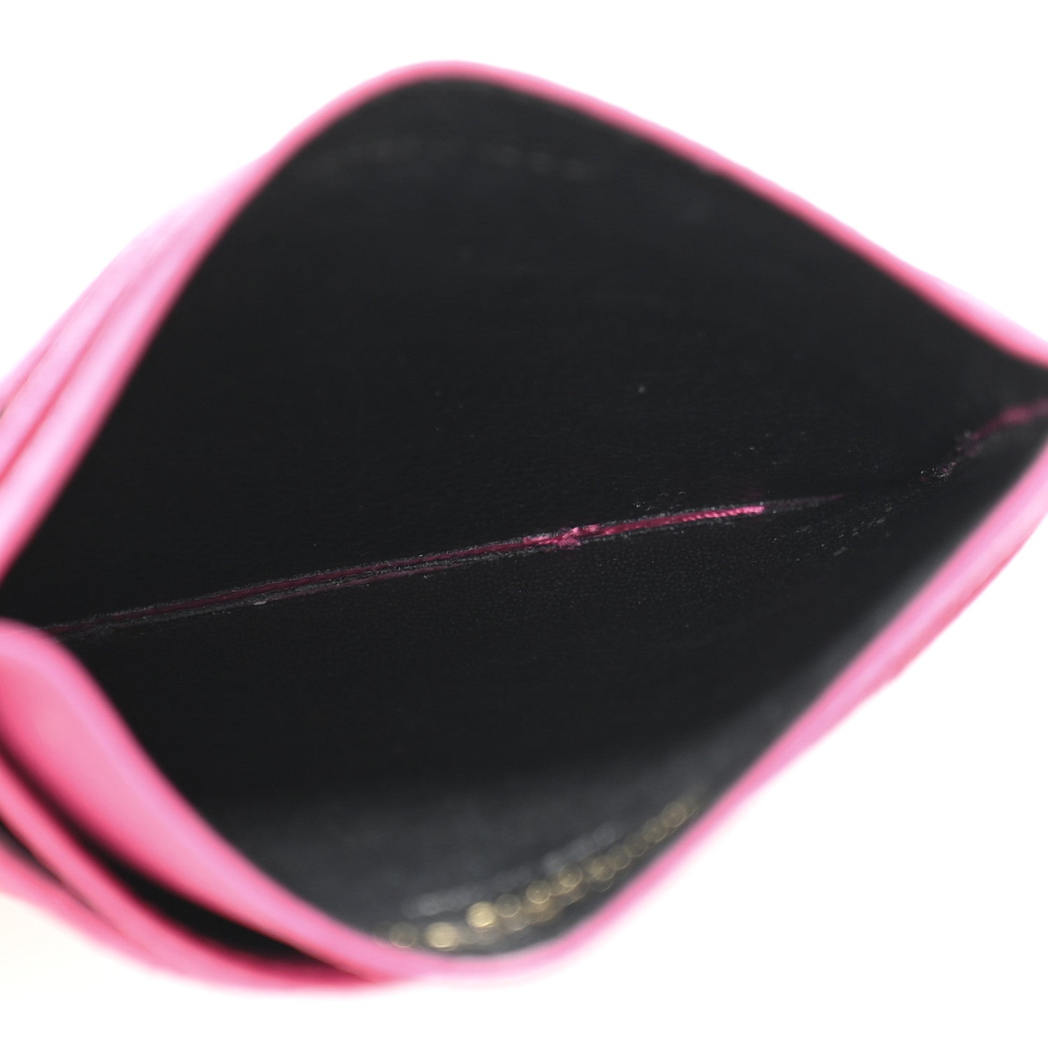 Saint Laurent Grain De Poudre Matelasse Chevron Monogram Credit Card Case Fresh Fuxia 5 of 10