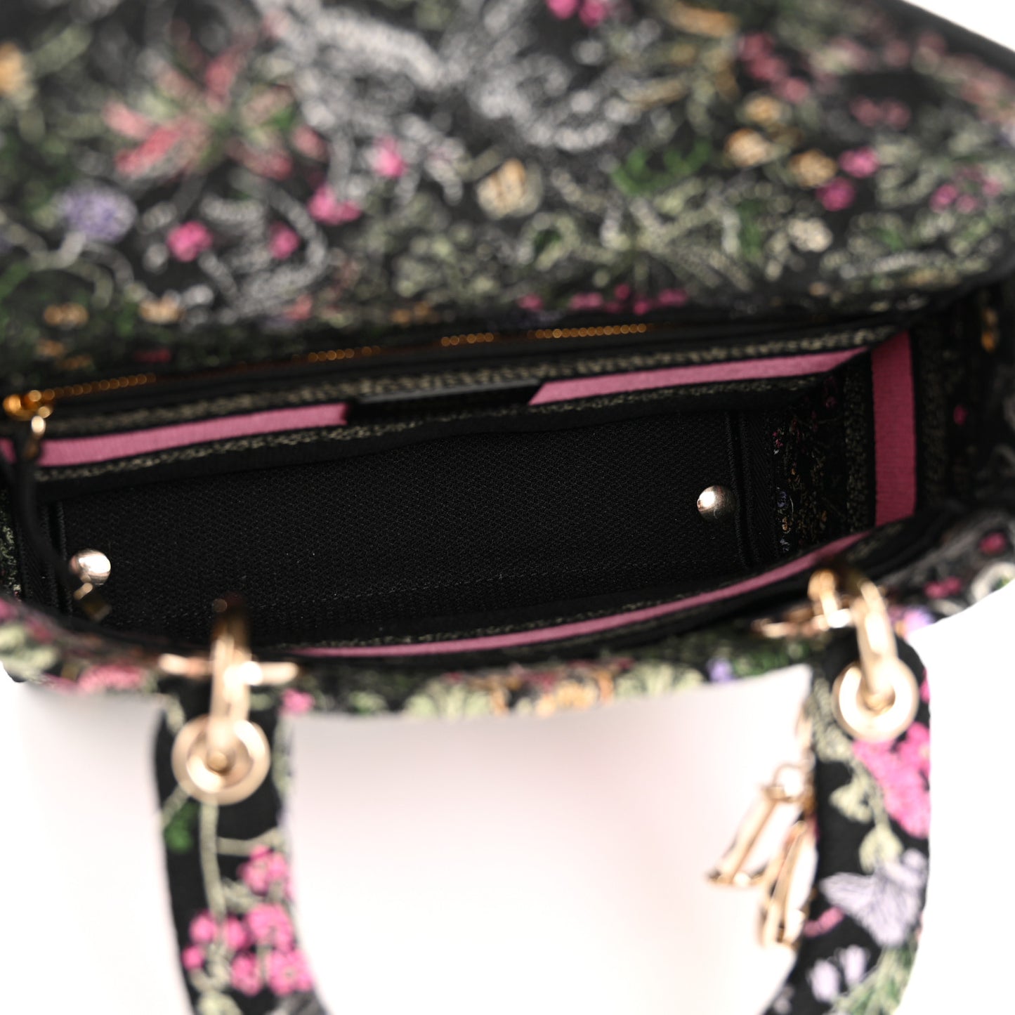 Canvas Around the World Embroidered Medium Lady D-Lite Black Pastel Pink