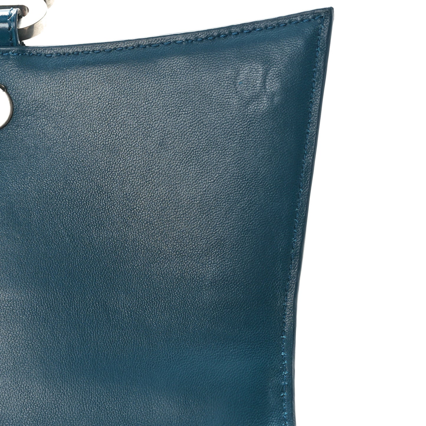 Shiny Calfskin Crocodile Embossed Small Hourglass Top Handle Bag Dark Petrol Blue
