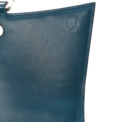 Balenciaga Shiny Calfskin Crocodile Embossed Small Hourglass Top Handle Bag Dark Petrol Blue 7 of 10
