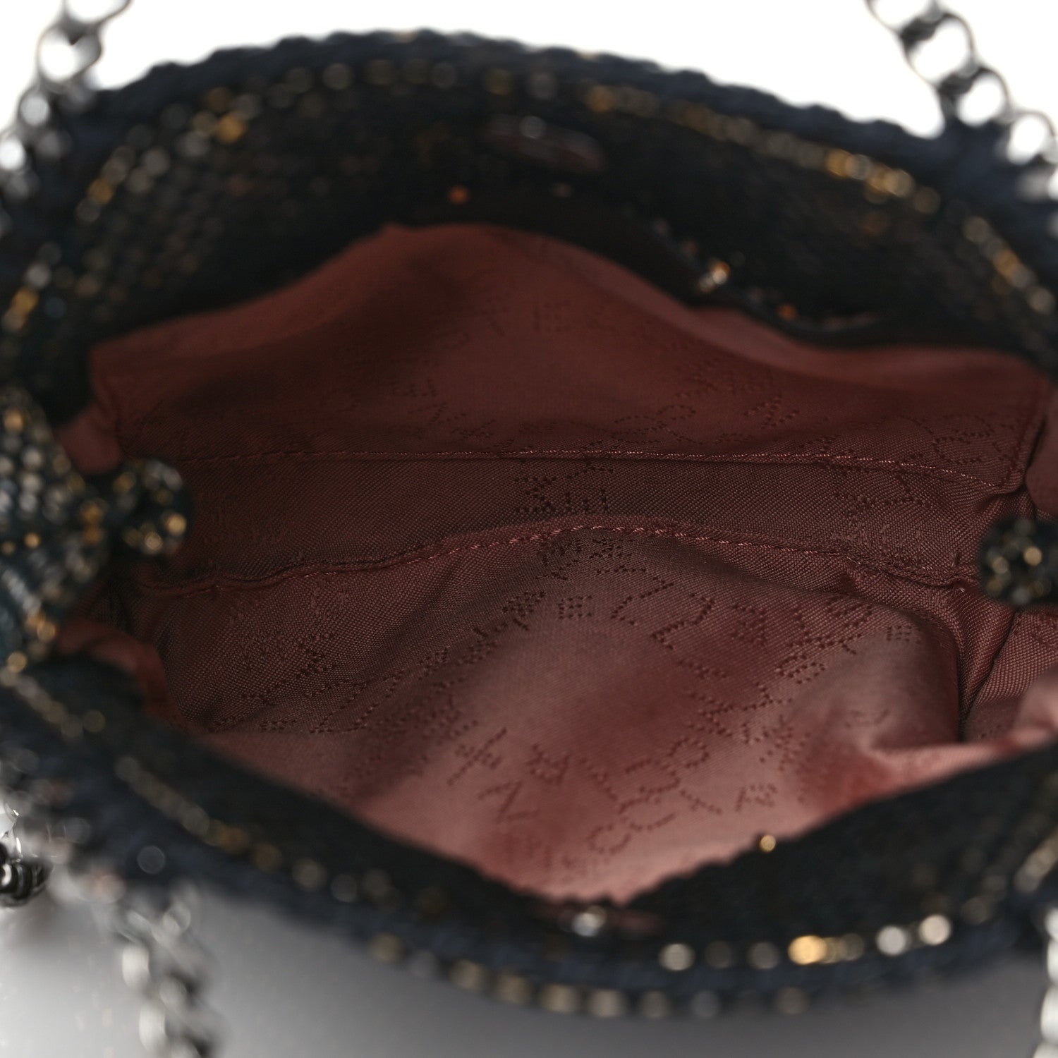 Stella McCartney Metallic Woven Raffia Tiny Fold Over Falabella Black Gold 4 of 7
