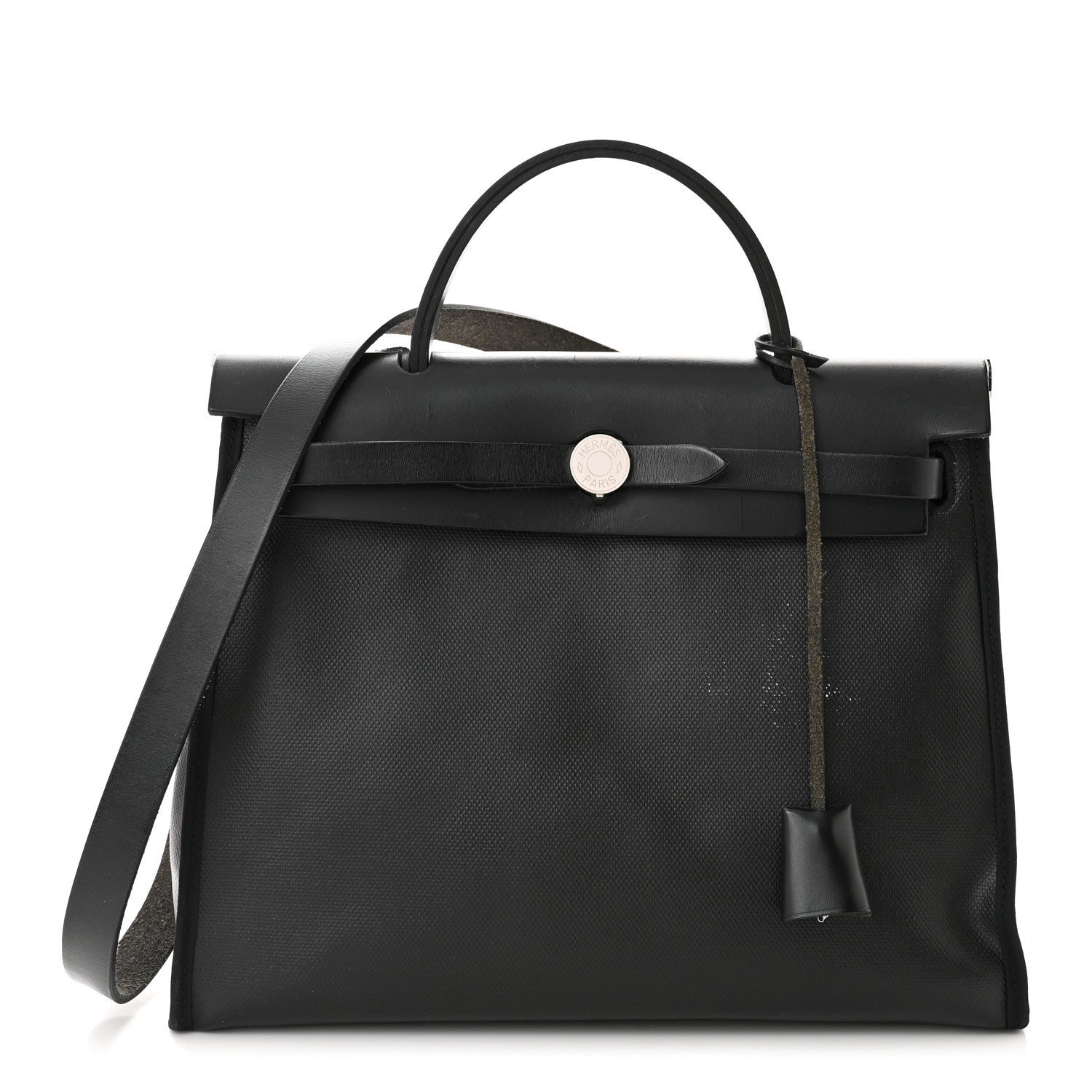 Hermes Toile H Berline Vache Hunter Herbag Zip PM 31 Black Ecru 3 of 15