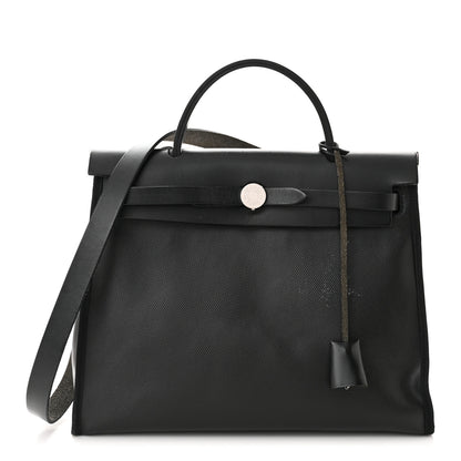 Hermes Toile H Berline Vache Hunter Herbag Zip PM 31 Black Ecru 3 of 15