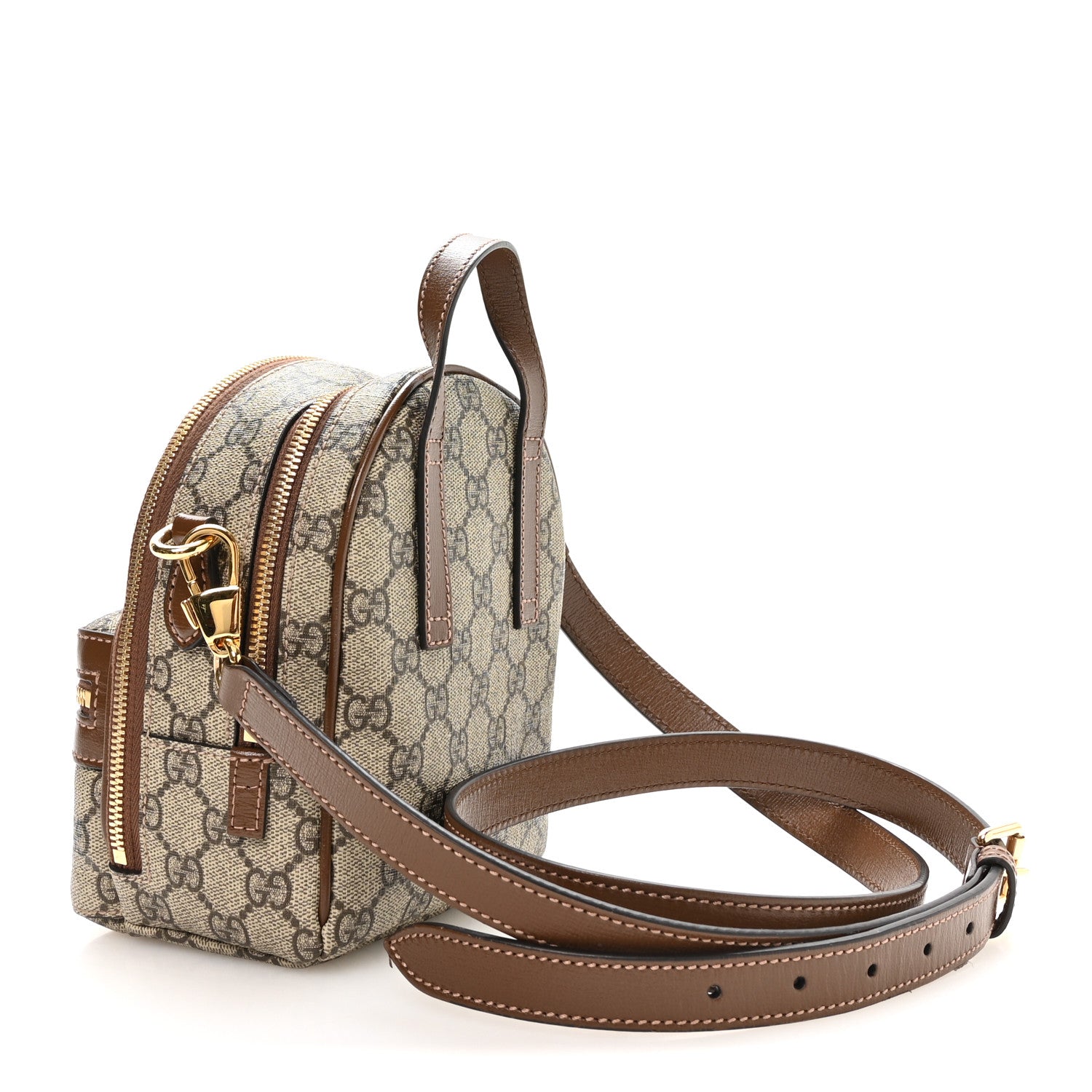 Gucci GG Supreme Monogram Azalea Calfskin Retro Interlocking G Multi-Function Bag Beige Ebony Brown Sugar 2 of 9